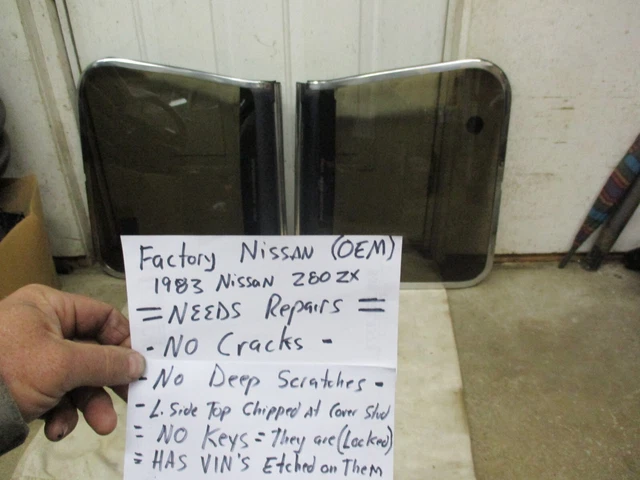 Defects 1979 1980 1981 1982 1983 Datsun Nissan 280Zx Glass T Tops Lh & Rh Pair Defects 1979 1980 1981 1982 1983 Datsun Nissan 280Zx Glass T Tops Lh & Rh Pair