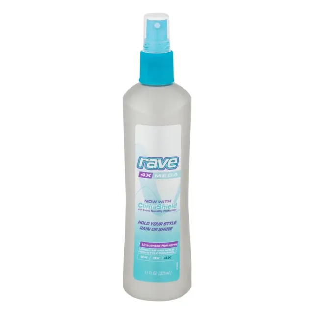 Rave 4X Mega Unscented Hairspray with Climashield, 11.0 FL OZ.. FREE SHIPPING