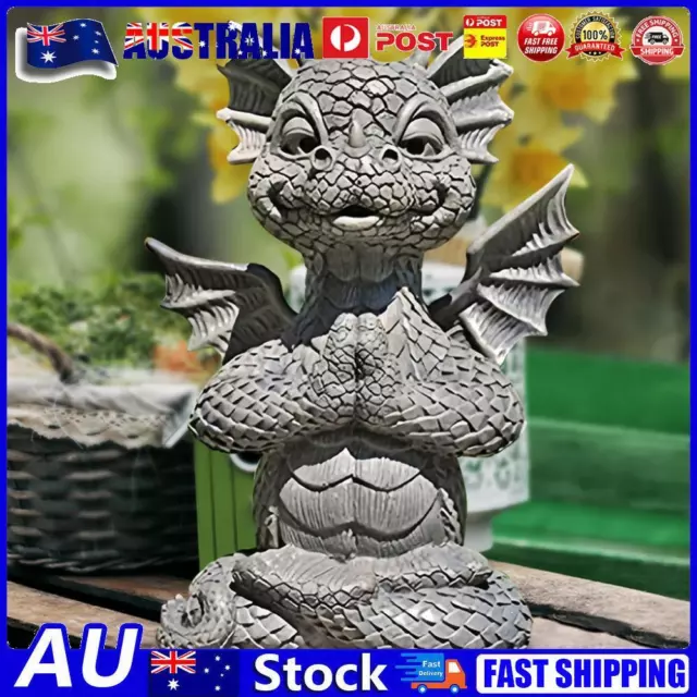 Garden Dragon Statue Meditation Dragon Figurine Ornament Gift with Lamp Creative