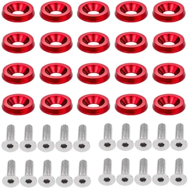 20Sets Black and Red Engine Bolt Screw Kit Red and Blue M6 Bolt Bumper  for Car