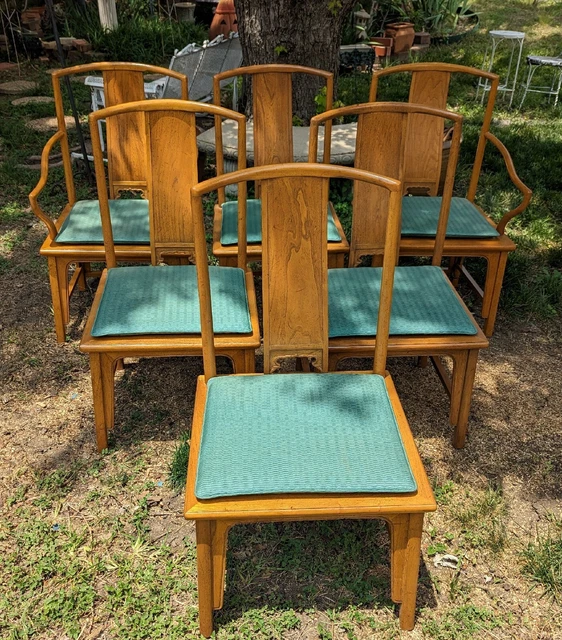 Set Of 6 Silver Label Baker Furniture Michael Taylor Ming Dining Chairs