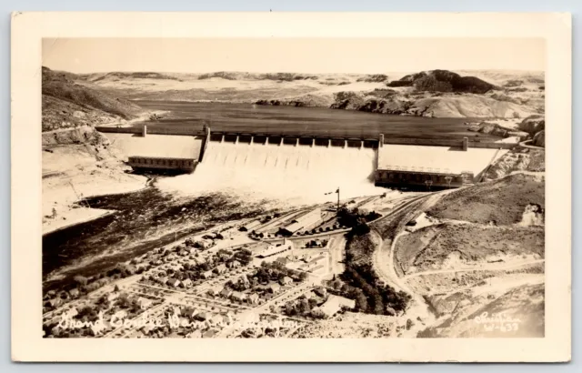 Grand Coulee Dam Neighborhood Aerial View~Over To Se This Sunday 1949 RPPC PC