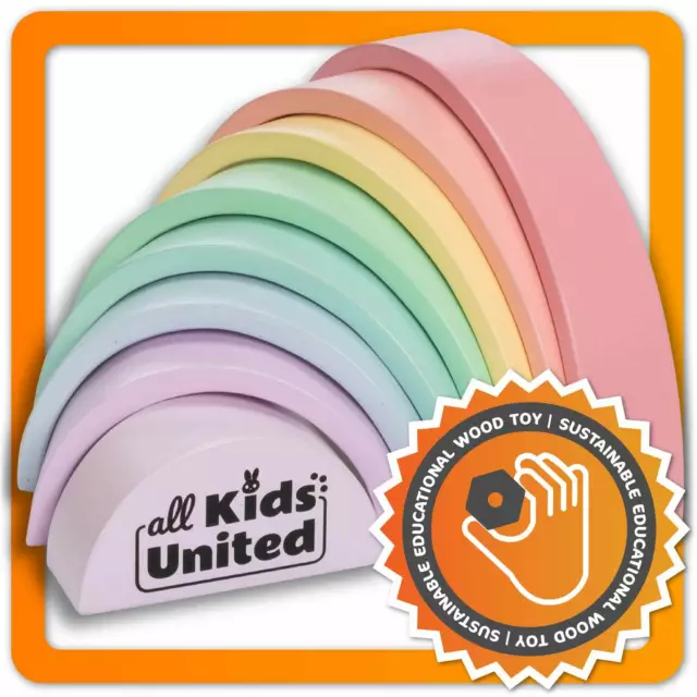 XXL Regenbogen aus Holz Bausteine Motorik Holzspielzeug Kinder Spielzeug 8-TLG