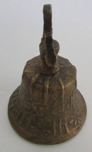 Beautiful Vintage Mid Century Solid Brass Ornate Decorative Heavy Dinner Bell 6
