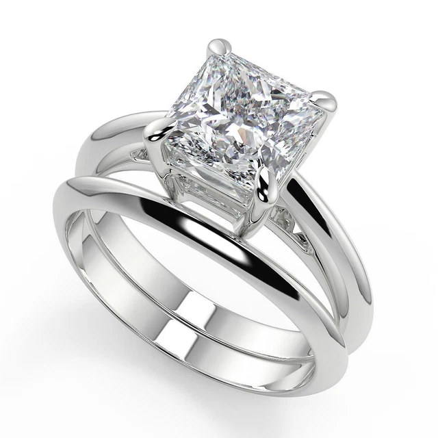 1.75 Ct Princess Cut 4 Prong Solitaire Diamond Engagement Ring SI1 D Treated