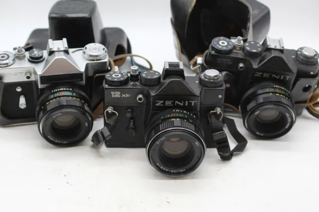 C x3 Vintage USSR KMZ Film Cameras Inc. Zenit 12XF, Zenit EM etc