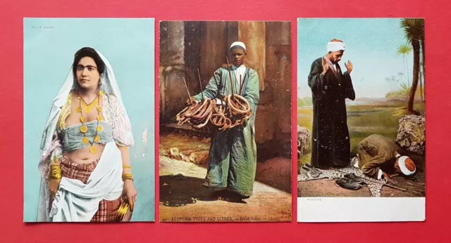 3 x AK ÄGYPTEN um 1910 Typen Frau, Brothändler, Araber  ( 36548