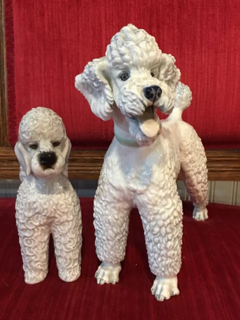 Art Deco 50's Rosenthal 2 Gray Poodle Dogs by Heidenreich Professor Germany