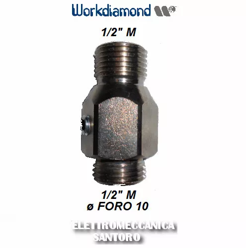 ADATTATORE FORATO PER CORONA FORETTO DIAMANTATO ½" M  ½" M FORO ø 10 WORKDIAMOND