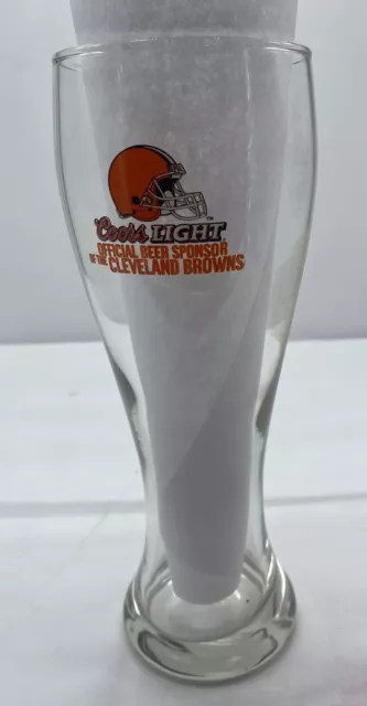 CLEVELAND BROWNS Coors Light Pilsner Beer GLASS 9" Tall Vintage