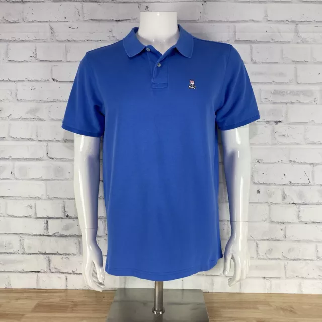 Psycho Bunny Shirt Men's Large SLIM Size 6 Polo Short Sleeve Blue Logo