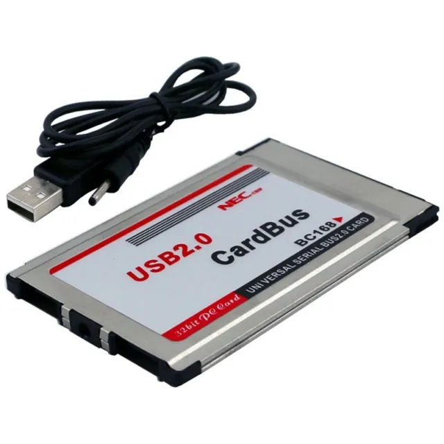 PCMCIA to USB 2.0 CardBus Dual 2 Port 480M Card Adapter for Laptop PC4316