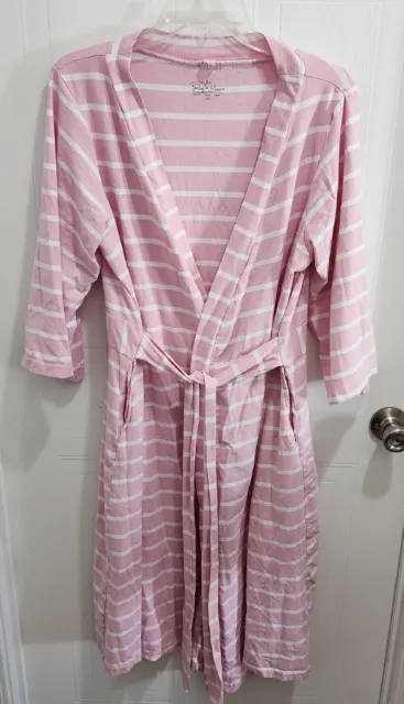 Baby Be Mine Robe Womens Maternity Nursing Comfortable Hospital Pink Stripe L/XL