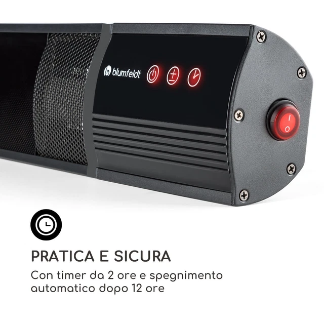 Riscaldatore infrarossi lampada radiante elettrico termoradiante 1550W nero
