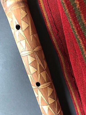 Old Aboriginal Bamboo Flute with Wonderful Carved Designs (b)...