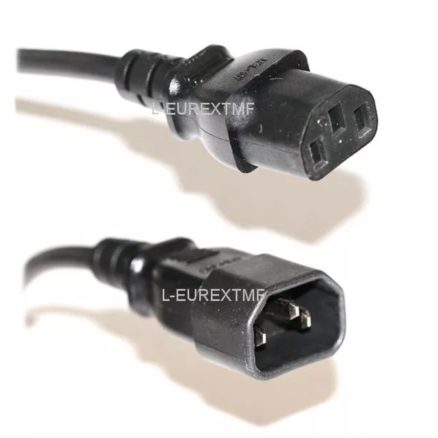 IEC C13 to C14 power extension kettle lead / cable, male to female, colours