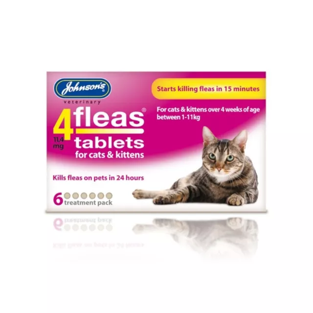 Flea Tablets Cats & Kittens Johnsons 4fleas Kitten & Cat Tablets x 6 AVM-GSL