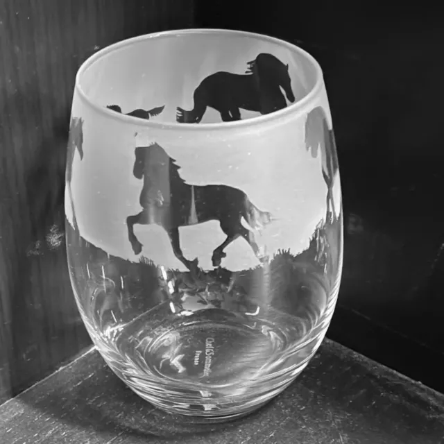 FRIESIAN HORSE Frieze Boxed 36cl Crystal Stemless Wine / Water Glass