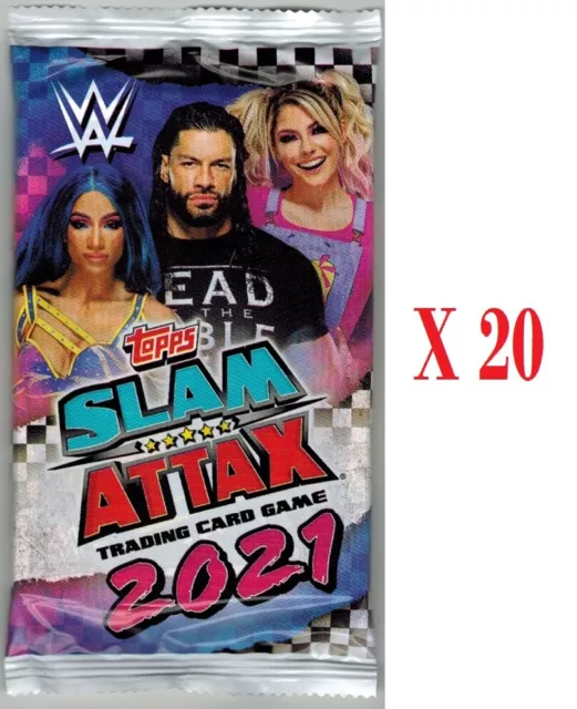 Lote de 20 paquetes de tarjetas coleccionables de WWE Slam Attax 2021