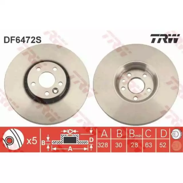 TRW 2x Disco de Freno Delantero 328 Ventilado para Volvo XC60 156