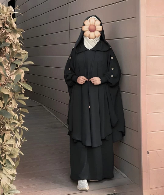 due pezzi musulmano abaya, abito islamico, hijab arabo. عباية, حجاب شرعي