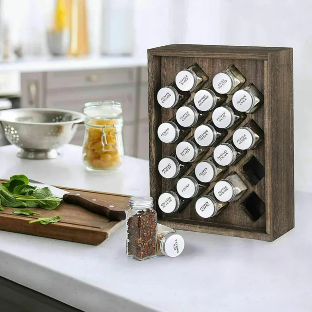 Spice Rack with 20 Jar Bamboo Wood Herb Spice Shelf fit Drawer Organizer Storage