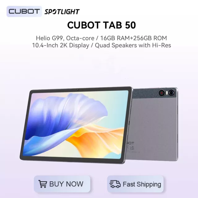 Cubot TAB 50 10.4" Tablet 16GB+256GB Android13 Pad Octa-Core 7500mAh 4G Dual Sim