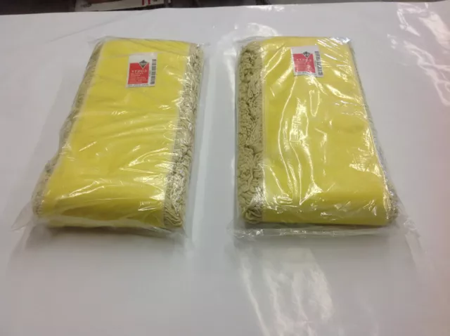 (2) Tough Guy Grainger 1TZC3, 48" x 5" Commercial Yellow Dust Mop Looped End NEW