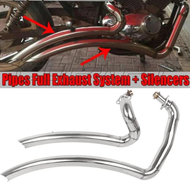 For YAMAHA Virago XV125 XV250 Chrome Muffler Exhaust Full System Pipes Silencer