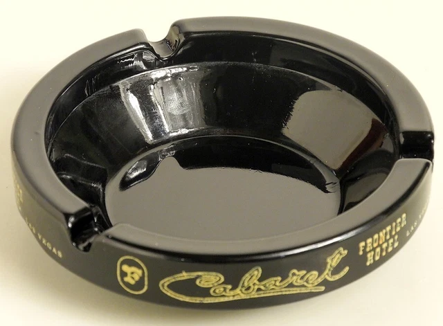 Frontier Hotel Casino Las Vegas Ash Tray Black Glass
