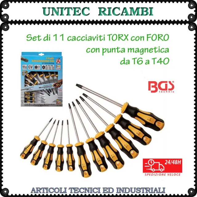 Bgs Set Di 11 Cacciaviti Torx Forati Punta Magnetica Nera - Bgs 7845