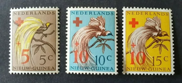 1954 Netherlands Nieuw Guinea Red Cross Overprint Paradise Birds 38-40 Vf Mnh