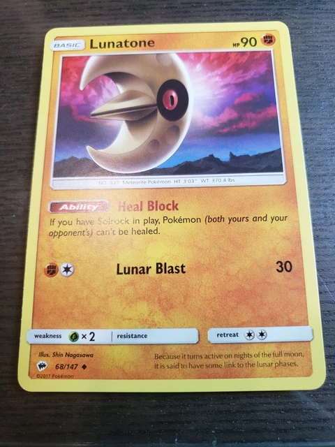 Lunatone 68/147  Sun & Moon: Burning Shadows Uncommon Mint/NM Pokemon TCG  2017