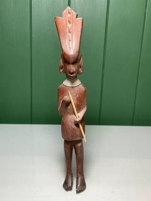 Vintage Ethnic African Carved Wooden Tribal Male Warrior Figure