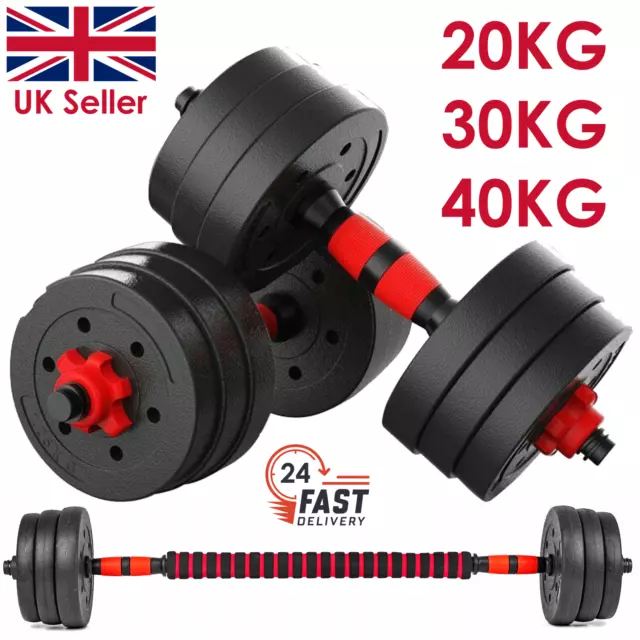 20/30/40kg Dumbbell Barbell Weight Set Pair of Hand Weights Gym Fitness Workout