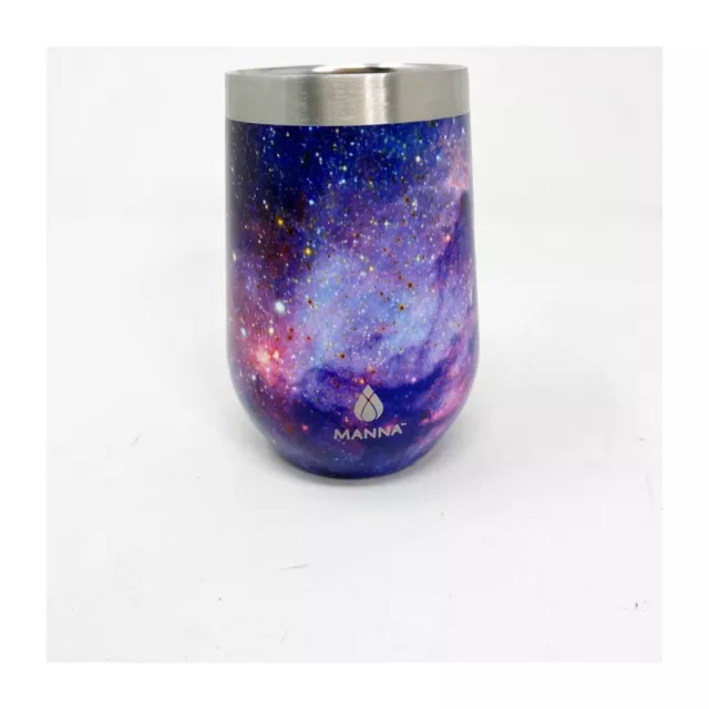 Manna Blue Purple Galaxy Swirl Insulated Stainless Steel Wine Tumbler 12oz