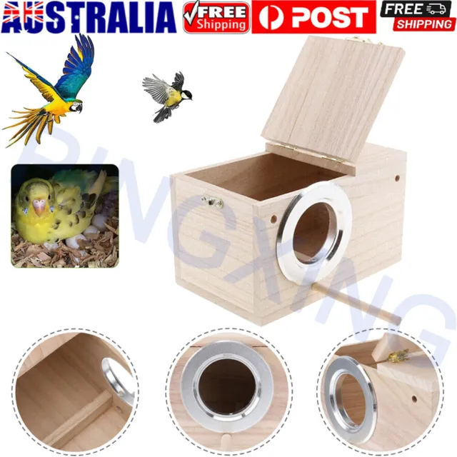 Bird Breeding Nest Window House Box Wooden Parakeet Budgie Cage Aviary Nesting