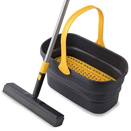 Yocada Mop and Bucket with Wringer Set Sponge Mop and Collapsible Bucket Kit ...
