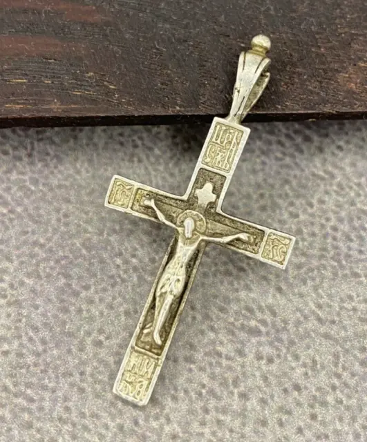 Vintage Cross Silver 925 Jesus Pendant Jewelery Men's Women Sterling Rare Old 20