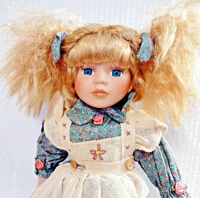 Vintage Porcelain Doll Kaylee & Doll w/ Wagon Heritage Signature