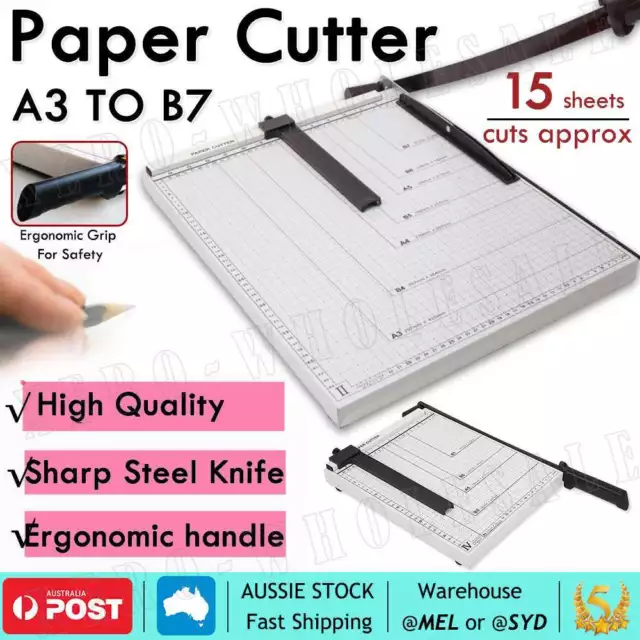 Premium Metal Paper Cutter Size A3 To B7 Guillotine Page Trimmer 15 Sheets Knife