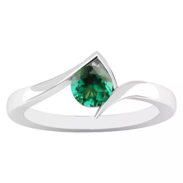 1.00Ct Round Cut AA Natural Zambian Green Emerald Engagement Ring In 14KT Gold