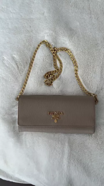 Prada Saffiano Metal Wallet On Chain - Grey Crossbody Bags, Handbags -  PRA824163