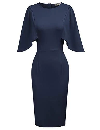 GRACE KARIN Womens 1950's Work Casual Bodycon Sheath Pencil Dress M Dark Blue