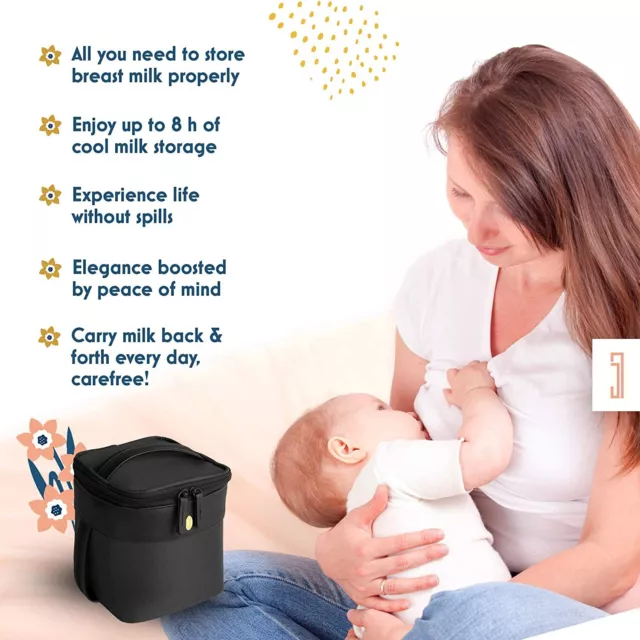 Insulated Breastmilk Cooler Bag, Baby Bottle Cooler Fits 4 3