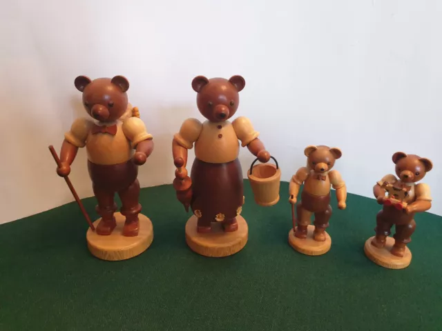 vintage set of 4 muller seifen german hand made wooden bear family lovely items.