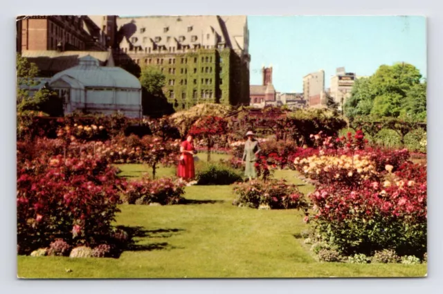 1959 Postcard view Empress Hotel Gardens Victoria British Columbia Canada vtg