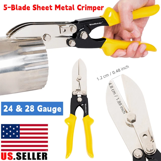 5 Blade Sheet Metal Crimper Tool Crimp 24 Gauge Steel & 28 Gauge Stainless Steel
