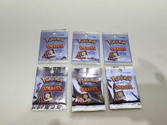 Lot of (6) 1999 Pokémon Artbox Stickers Series 1 Factory Sealed Booster Packs