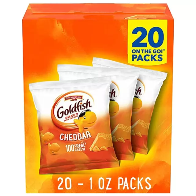 Goldfish Cheddar Cheese Crackers, Baked Snack Crackers, 1 Oz  Snack Packs, 20 Co